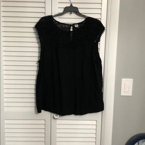 Black Tank with Decorative Neck